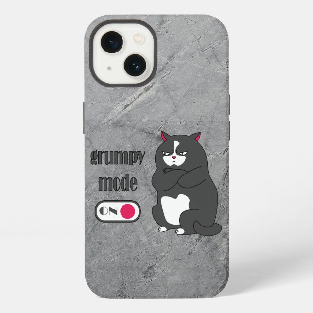 Grumpy mode on funny fat cat   iPhone case (Back)