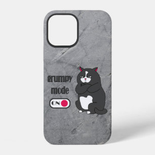 Grumpy mode on funny fat cat iPhone 12 case