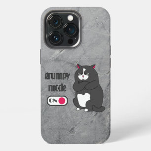 Grumpy mode on funny fat cat iPhone 13 pro case