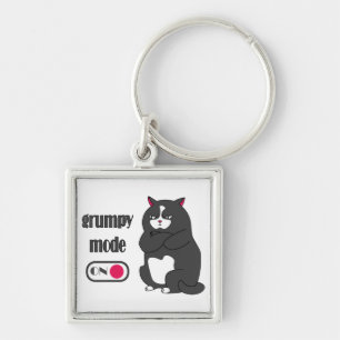 Grumpy mode on funny fat cat  keychain