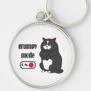 Grumpy mode on funny fat cat keychain