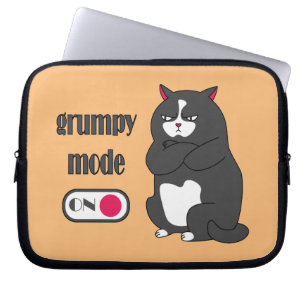 Grumpy mode on funny fat cat   laptop sleeve
