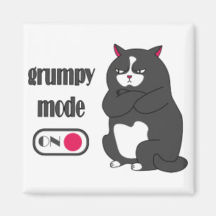 Grumpy mode on funny fat cat magnet