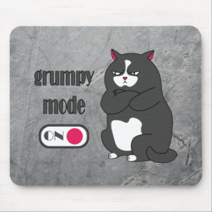 Grumpy mode on funny fat cat  mouse pad