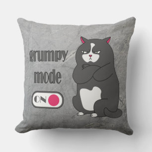 Grumpy mode on funny fat cat  outdoor pillow