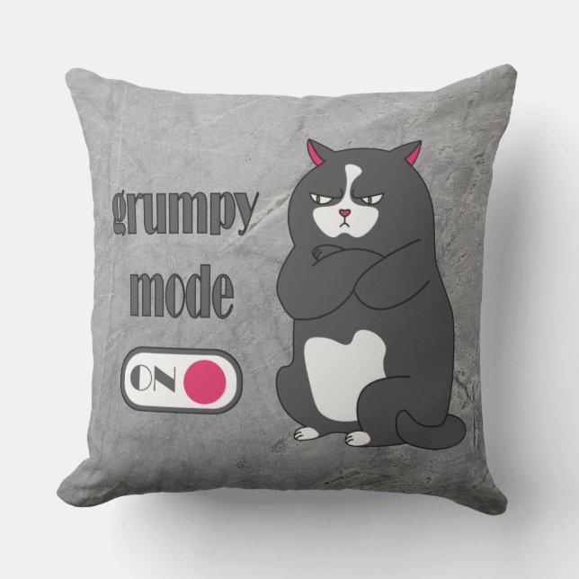 Grumpy mode on funny fat cat  outdoor pillow (Front)
