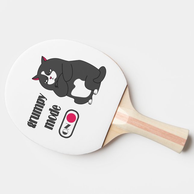 Grumpy mode on funny fat cat   ping pong paddle (Side)