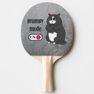 Grumpy mode on funny fat cat   ping pong paddle