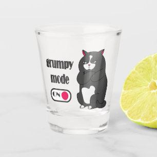 Grumpy mode on funny fat cat  shot glass