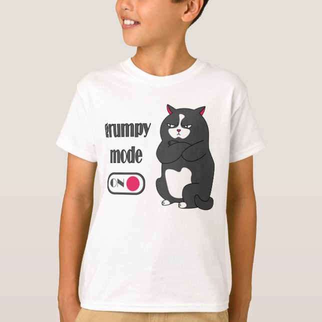 Grumpy mode on funny fat cat T-Shirt (Front)