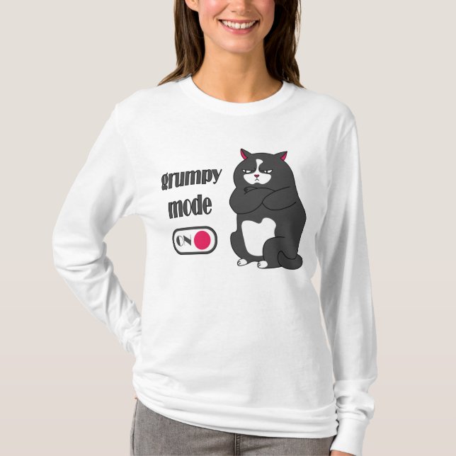Grumpy mode on funny fat cat T-Shirt (Front)