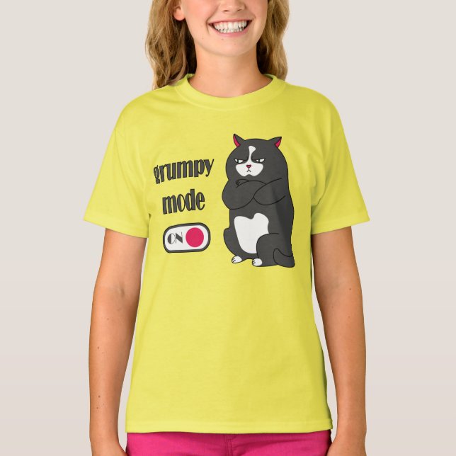 Grumpy mode on funny fat cat T-Shirt (Front)