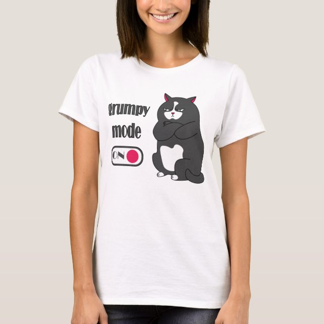 Grumpy mode on funny fat cat T-Shirt (Front)