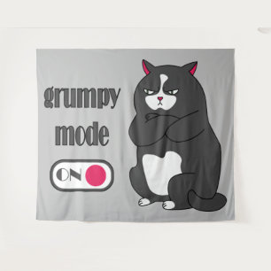 Grumpy mode on funny fat cat  tapestry