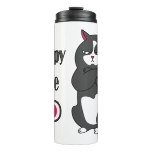 Grumpy mode on funny fat cat thermal tumbler