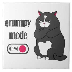 Grumpy mode on funny fat cat tile