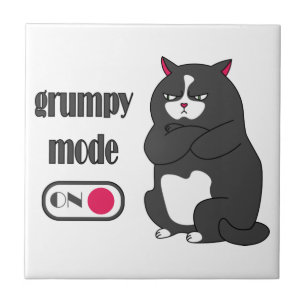 Grumpy mode on funny fat cat  tile