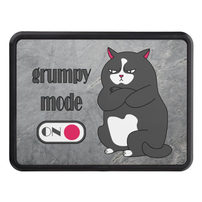 Grumpy mode on funny fat cat  trailer hitch cover (Front)