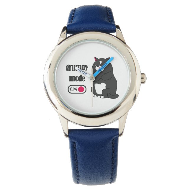 Grumpy mode on funny fat cat   watch (Front)