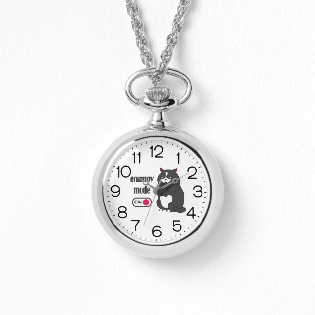 Grumpy mode on funny fat cat watch (Front)