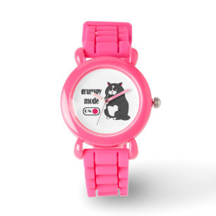 Grumpy mode on funny fat cat watch