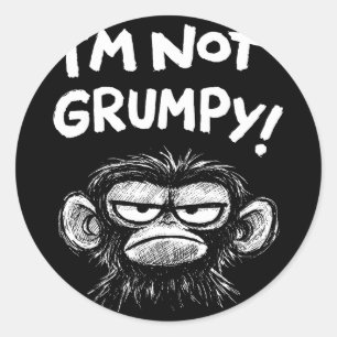 Grumpy monkey i'm not grumpy funny retro vintage G Classic Round Sticker