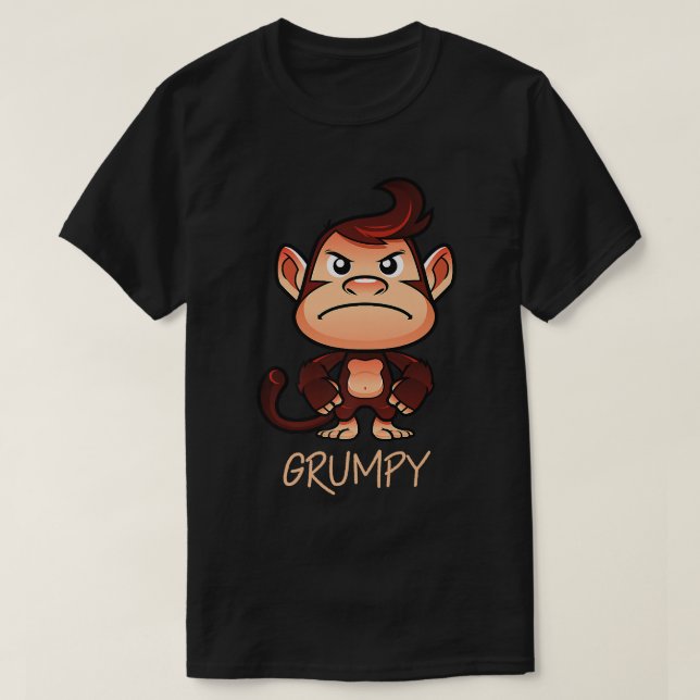 Grumpy Monkey Meme Aesthetic Bad Mood chimpanzee P T-Shirt (Design Front)