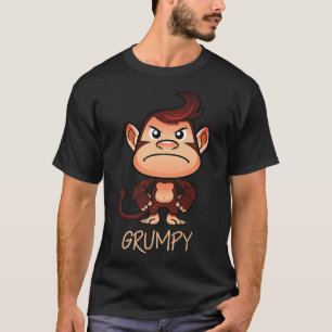 Grumpy Monkey Meme Aesthetic Bad Mood chimpanzee P T-Shirt