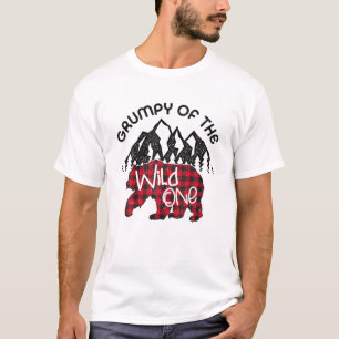 Grumpy Of The Wild One First Birthday Red Plaid T-Shirt