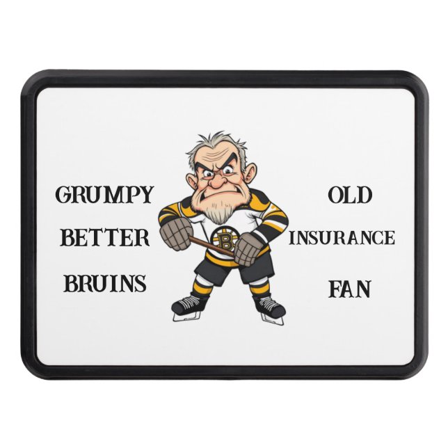 Grumpy Old Bruins Fan Trailer Hitch Cover (Front)