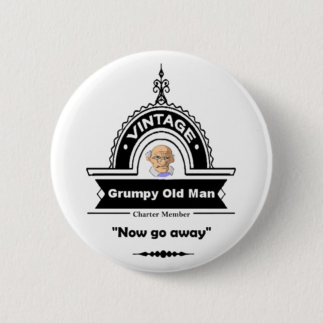 Grumpy Old Man Club Fun "Over the Hill" Birthday 2 Inch Round Button (Front)