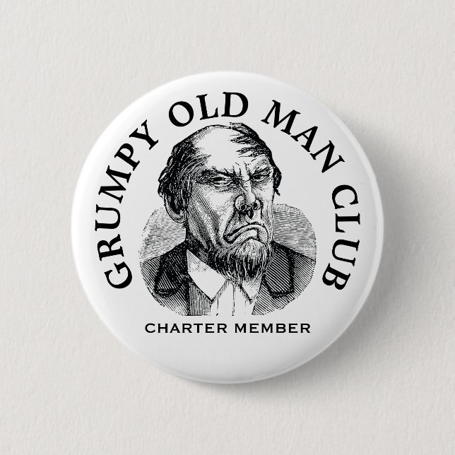 Grumpy Old Man Vintage Button (Front)