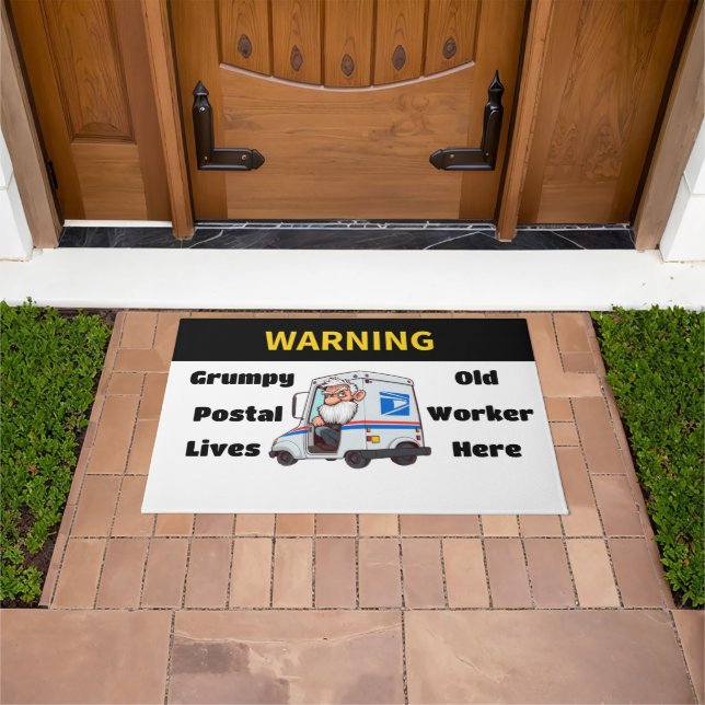 Grumpy Old Postal Worker Lives Here Doormat (Outdoor)