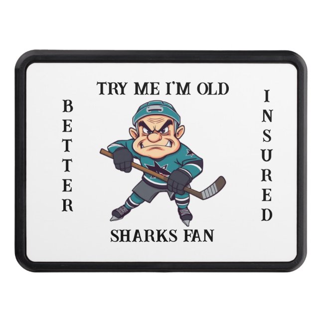 Grumpy Old Sharks Fan Trailer Hitch Cover (Front)