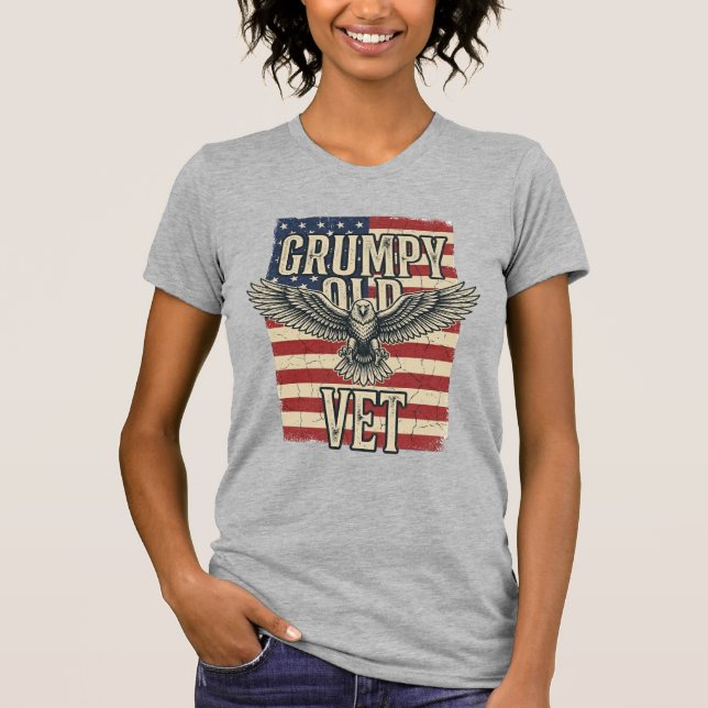 Grumpy Old Vet Patriotic Eagle Flag Shirt Design (Front)