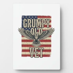Grumpy Old Vet Patriotic Eagle Flag Shirt Design Plaque