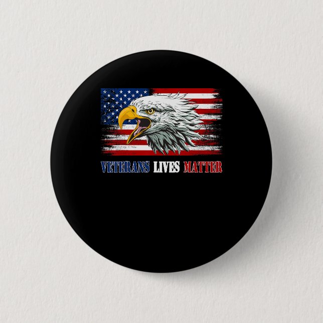 Grumpy Old Veteran American Eagle Flag Veterans Li 2 Inch Round Button (Front)