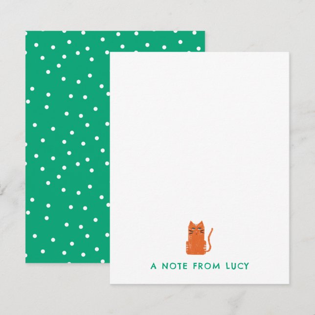 Grumpy Orange Cat Children's Stationery Card (Front/Back)