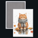 Grumpy Orange Cat in Rain Magnet<br><div class="desc">Grumpy Orange Cat in Rain</div>