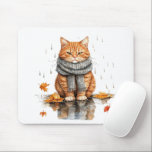 Grumpy Orange Cat in Rain Mouse Pad<br><div class="desc">Grumpy Orange Cat in Rain</div>