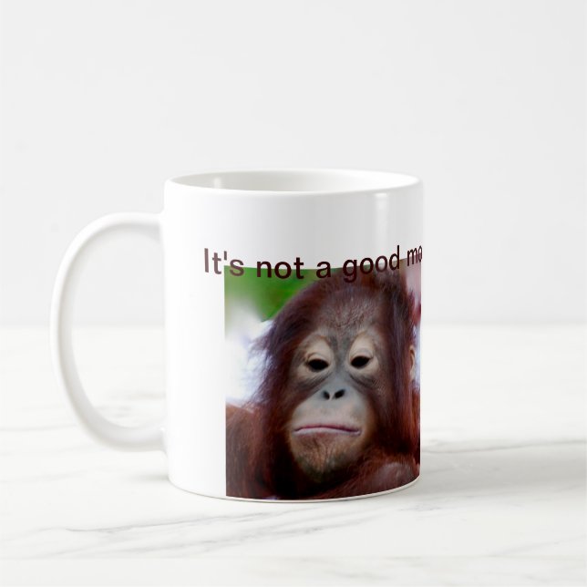 Grumpy Orangutan Animal Face Coffee Mug (Left)