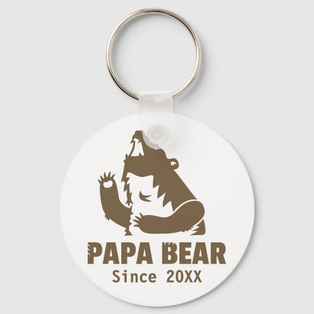 Grumpy Papa Bear Since Year of Fatherhood Keychain (Front)