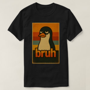 Grumpy Penguin “bruh” Meme – Funny Retro Vintage  T-Shirt