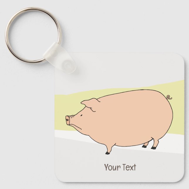 Grumpy Pig Neutral Colours Personalized Keychain (Front)