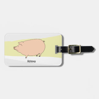 Grumpy Pig Neutral Tones Personalized Luggage Tag