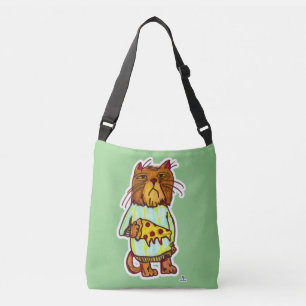 Grumpy Pizza Pet Funny Cat Art Humour Crossbody Bag