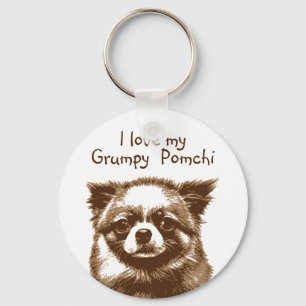 Grumpy Pomchi Keychain
