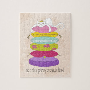 Grumpy princess cat and the pea cartoons jigsaw puzzle