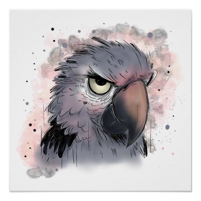 Grumpy Psittacus Parrot Poster (Front)