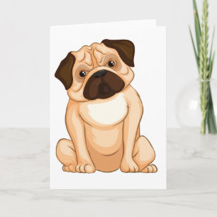 Grumpy Pug Cartoon Card